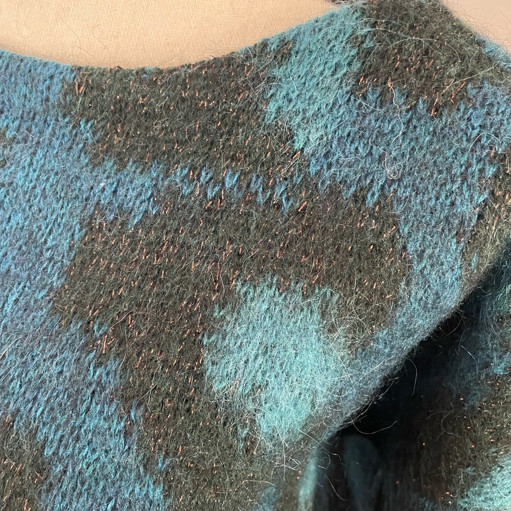 Maje Teal and Black Patterned Sweater - Picture 6 of 9